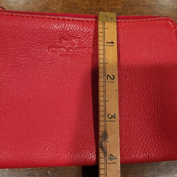Coach Red Pebbled Leather Wristlet Wallet - Picture 14 of 16
